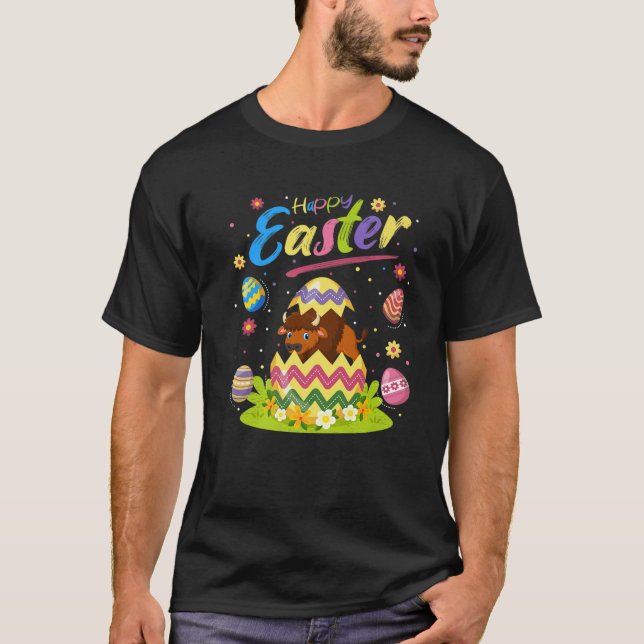 Bison Lover Funny Easter Egg Bison Happy Easter T-Shirt (Front)