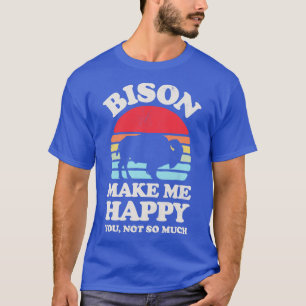 Bison Make Me Happy Sunset Retro for Men Women Boy T-Shirt