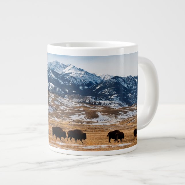 Bison Migration Large Coffee Mug (Front Right)
