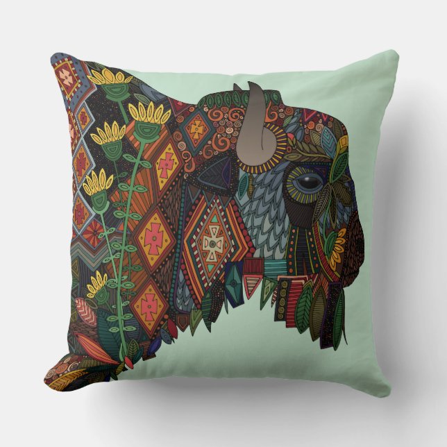 bison mint cushion (Front)
