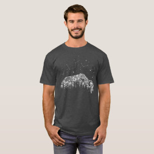 Bison Moon Moon Stars Galaxy Grey Trekking Travel T-Shirt