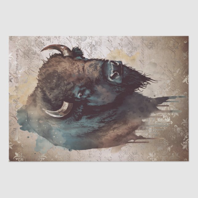 Bison Native American Buffalo Tissue Paper (Front)