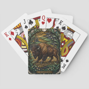 Bison Open Prairie Illumina Stained Glass Playing Cards