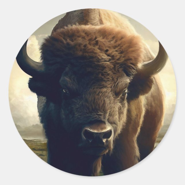 Bison Painting Classic Round Sticker (Front)