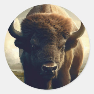 Bison Painting Classic Round Sticker
