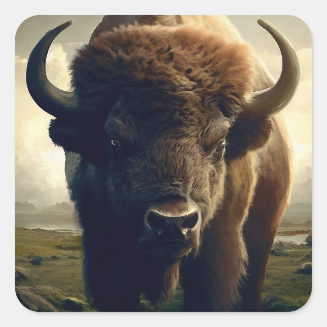 Bison Painting Square Sticker (Front)
