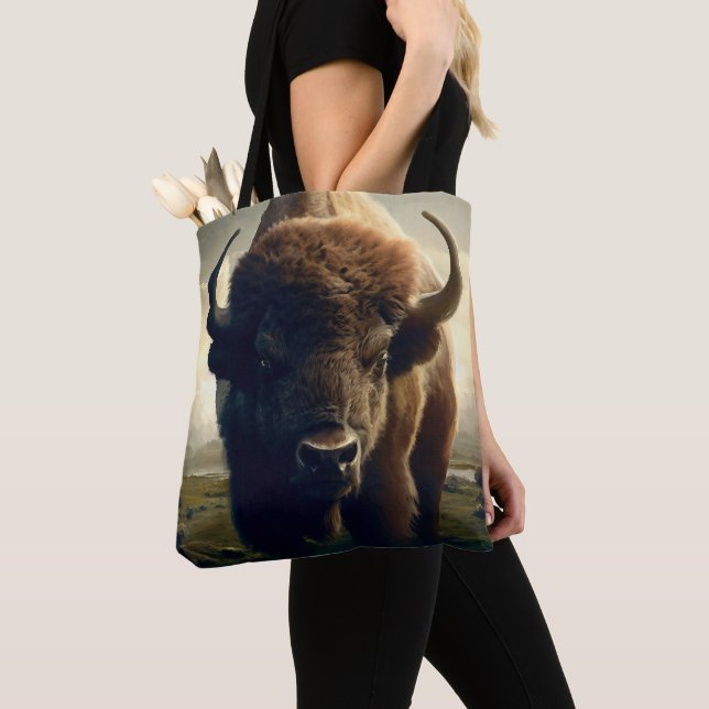 Bison Painting Tote Bag (Close Up)