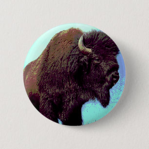 Bison Pop Art 6 Cm Round Badge