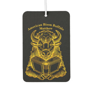 Bison Reading a Book With Curious Expression Car Air Freshener