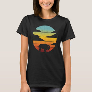 Bison Retro Vintage 60s 70s Sunset Buffalo Mammal  T-Shirt