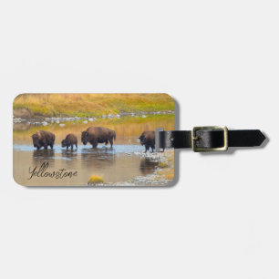 Bison River Crossing Yellowstone National Park Luggage Tag