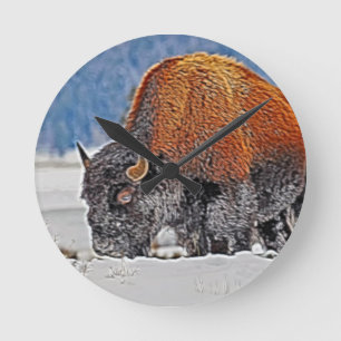 Bison Round Clock