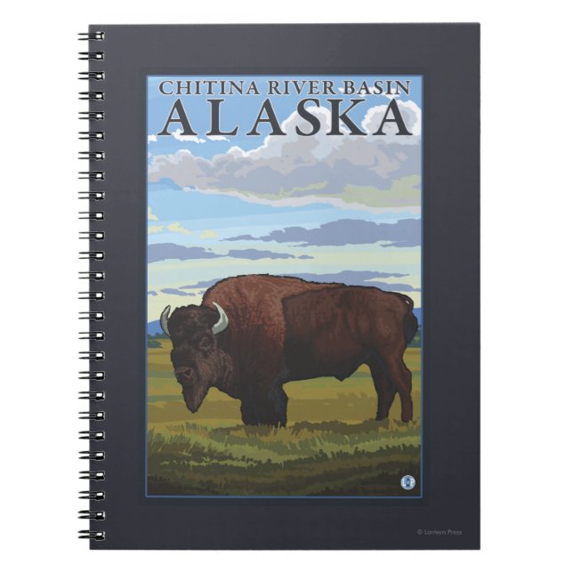 Bison Scene - Chitina River Basin, Alaska Notebook (Front)