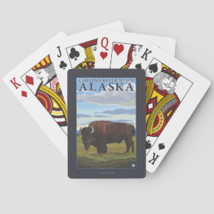 Bison Scene - Chitina River Basin, Alaska Playing Cards