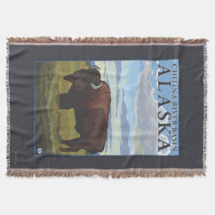 Bison Scene - Chitina River Basin, Alaska Throw Blanket