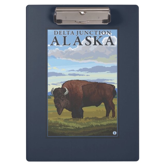 Bison Scene - Delta Junction, Alaska Clipboard (Front)