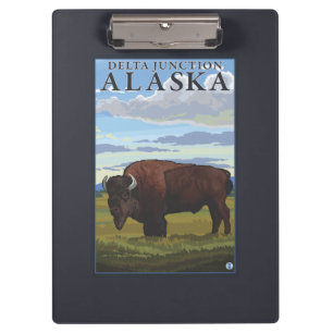 Bison Scene - Delta Junction, Alaska Clipboard