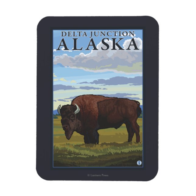 Bison Scene - Delta Junction, Alaska Magnet (Vertical)