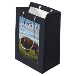 Bison Scene - Delta Junction, Alaska Medium Gift Bag