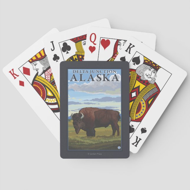 Bison Scene - Delta Junction, Alaska Playing Cards (Back)