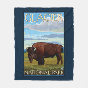 Bison Scene - Glacier National Park, MT Fleece Blanket