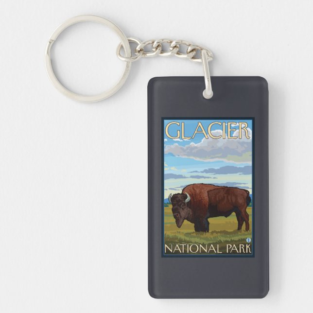 Bison Scene - Glacier National Park, MT Key Ring (Front)