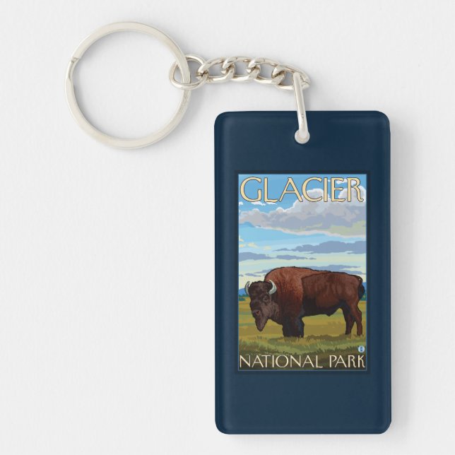 Bison Scene - Glacier National Park, MT Key Ring (Front)