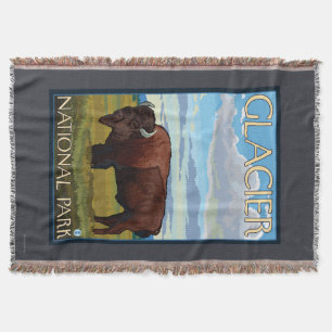 Bison Scene - Glacier National Park, MT Throw Blanket