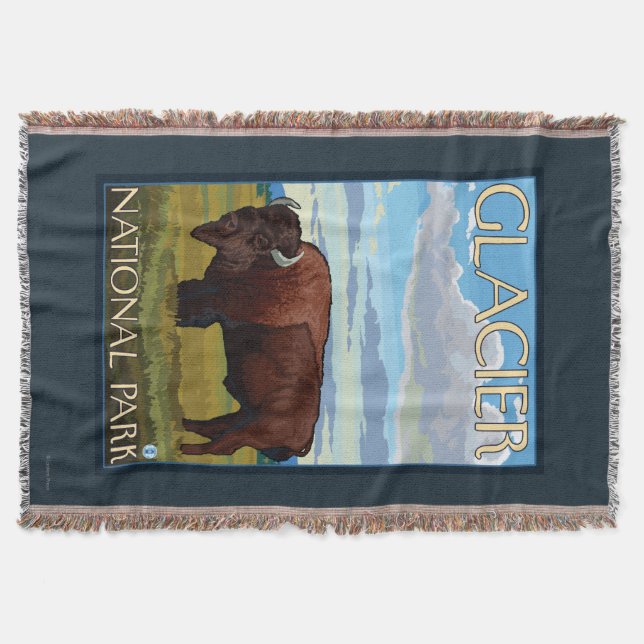 Bison Scene - Glacier National Park, MT Throw Blanket (Front)