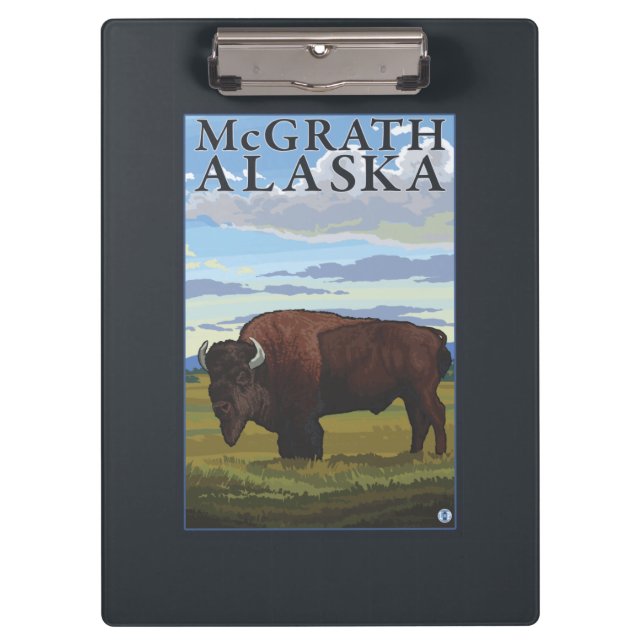 Bison Scene - McGrath, Alaska Clipboard (Front)
