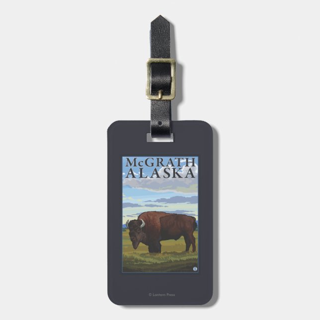 Bison Scene - McGrath, Alaska Luggage Tag (Front Vertical)