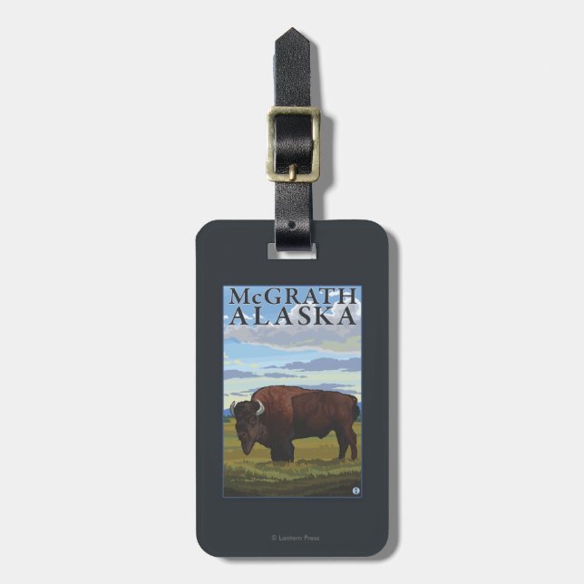 Bison Scene - McGrath, Alaska Luggage Tag (Front Vertical)