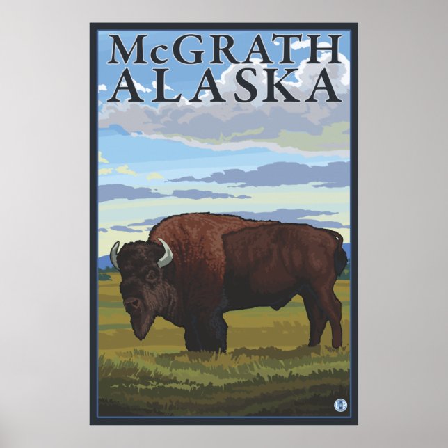 Bison Scene - McGrath, Alaska Poster (Front)