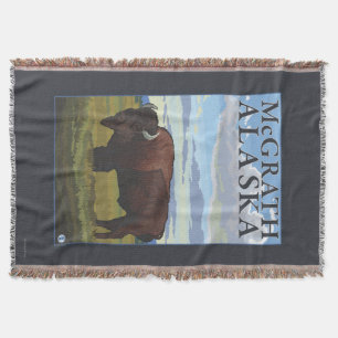 Bison Scene - McGrath, Alaska Throw Blanket