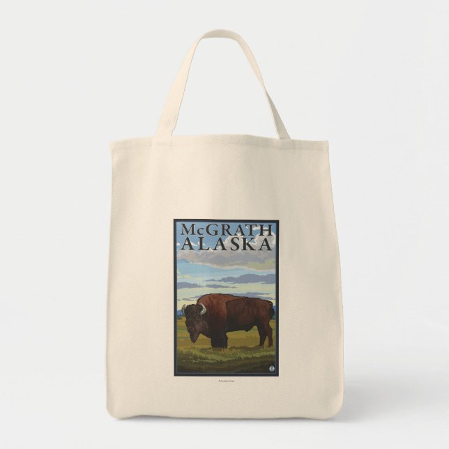 Bison Scene - McGrath, Alaska Tote Bag (Front)