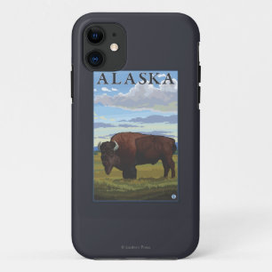 Bison Scene- Vintage Travel Poster iPhone 11 Case
