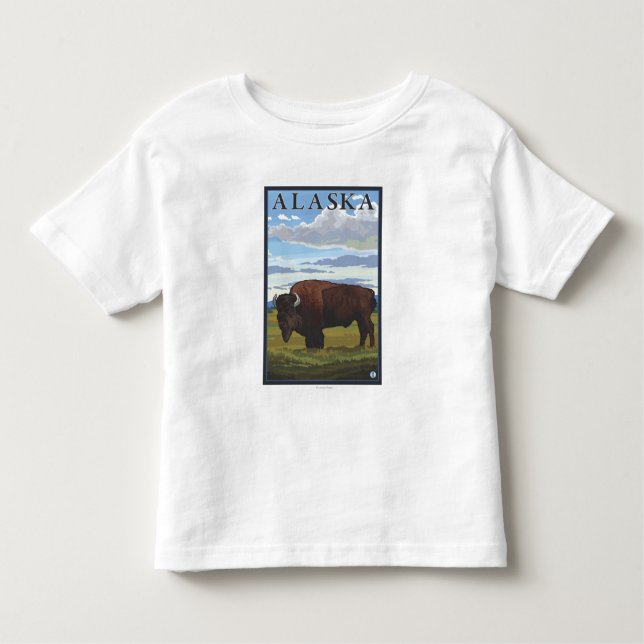 Bison Scene- Vintage Travel Poster Toddler T-Shirt (Front)
