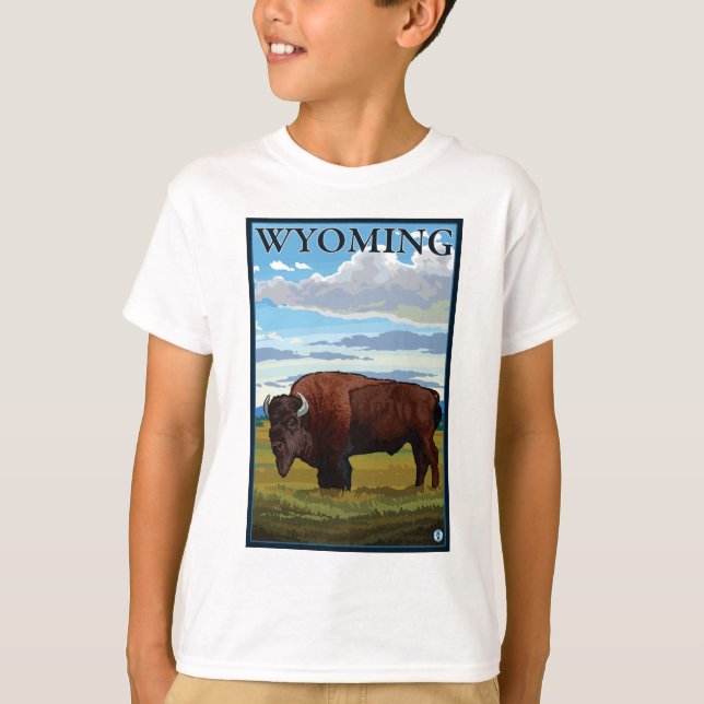 Bison Scene - Wyoming T-Shirt (Front)