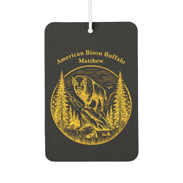 Bison Standing Proudly in a Natural Landscape Car Air Freshener (Front)