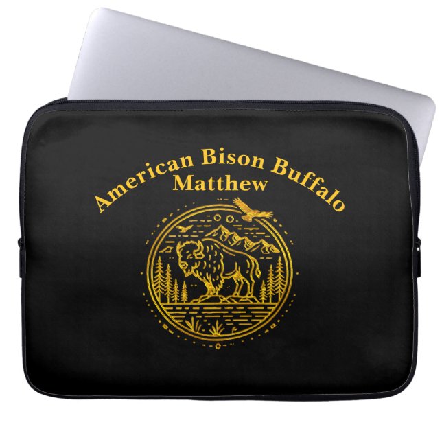 Bison Stands Majestically in a Natural Landscape Laptop Sleeve (Front)