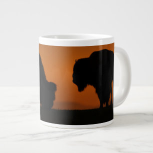 bison sunset large coffee mug