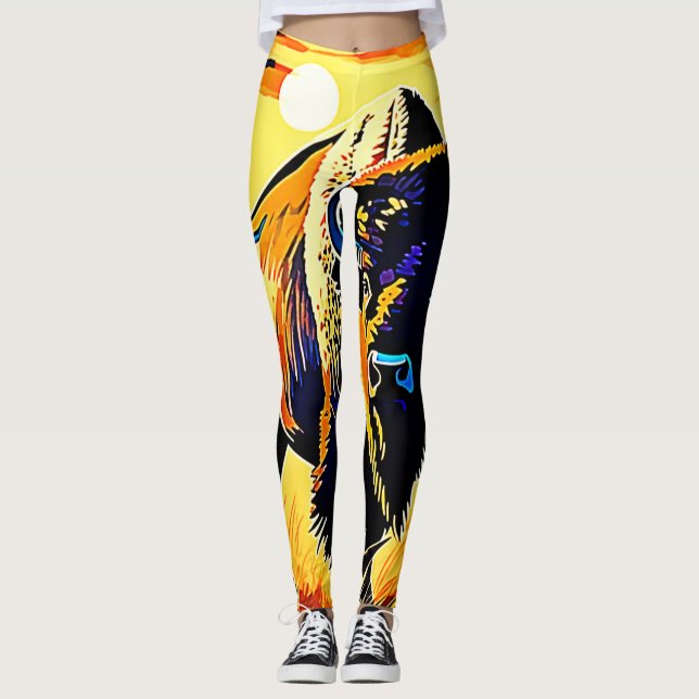 Bison Sunset Majesty Design Leggings (Front)