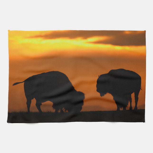 bison sunset tea towel (Horizontal)