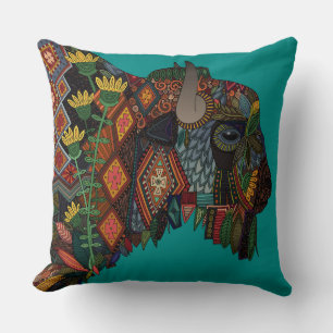 bison teal blue cushion