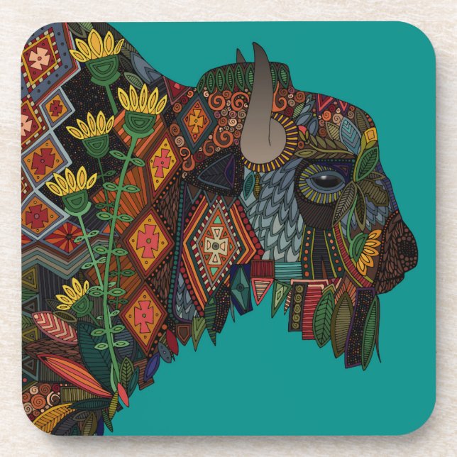 bison teal coaster (Front)