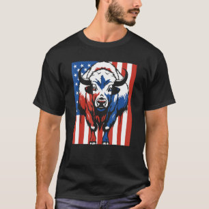 Bison Us Flag Wildlife American  Animal Bison T-Shirt