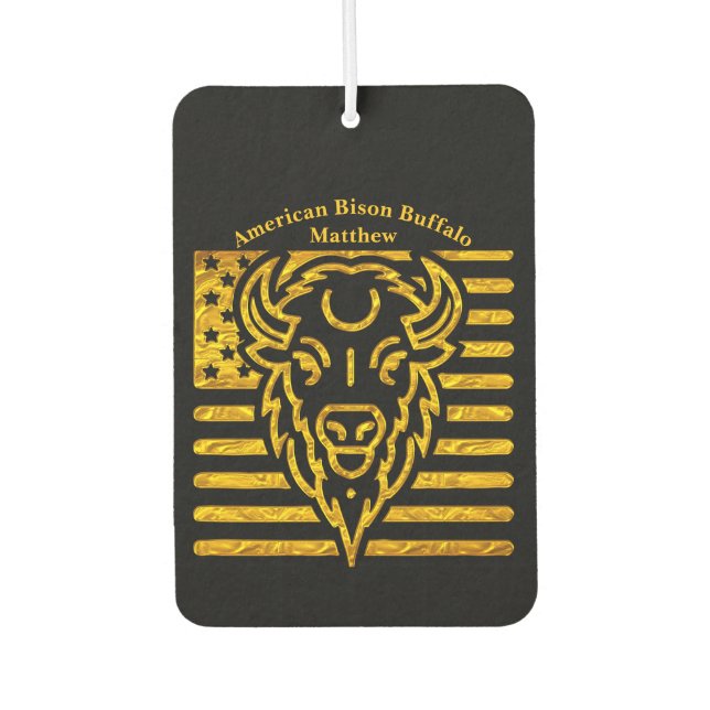 Bison With American Flag Background Car Air Freshener (Front)
