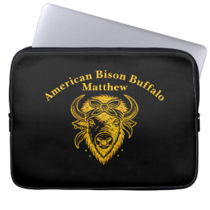 Bison With Bandanna in Graphic Style Artwork Laptop Sleeve