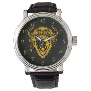 Bison With Bandanna in Graphic Style Artwork Watch