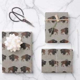 Bison Wrapping Paper Flat Sheet Set of 3
